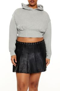 HEATHER GREY Plus Size Bustier Cropped Hoodie, image 1