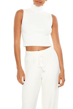 CREAM Sweater-Knit Turtleneck Crop Top, image 1