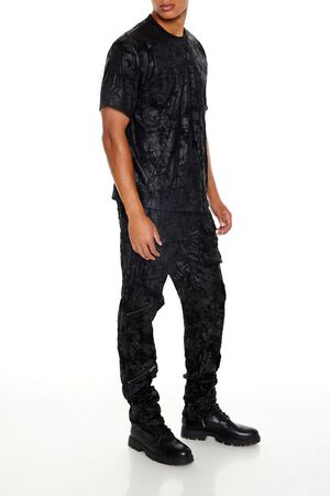 BLACK Textured Slim-Fit Mid-Rise Pants, image 3