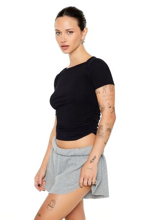 BLACK Ruched Cropped Tee, image 2