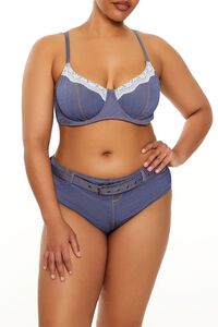 DENIM Plus Size Denim Underwire Bikini Top, image 1