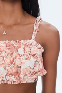 PEACH /MULTI Tropical Leaf Print Cropped Cami, image 5