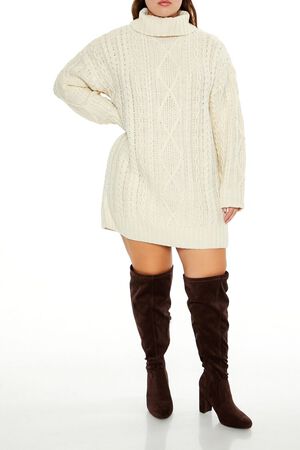 CREAM Plus Size Turtleneck Mini Sweater Dress, image 1