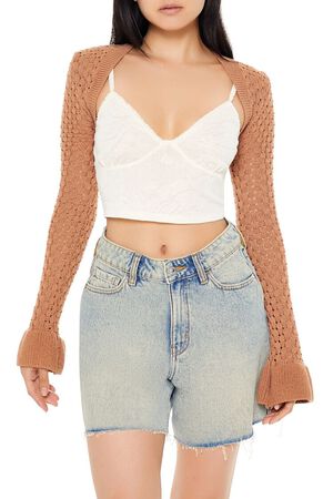 CAMEL Trumpet-Sleeve Shrug Sweater, image 1