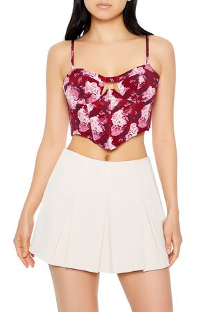 MAGENTA/MULTI Floral Print Corset Cropped Cami, image 1