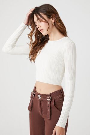 VANILLA Cropped Rib-Knit Sweater, image 2