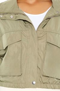 GREEN Cropped Cargo Bomber Jacket, image 6