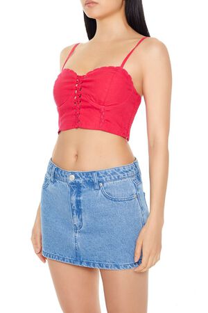 HOT PINK Crisscross Bustier Cropped Cami, image 2