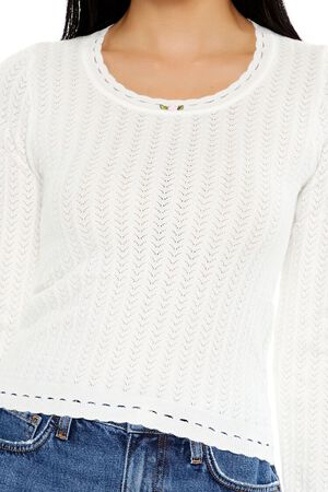 WHITE Pointelle Rosette Top, image 3