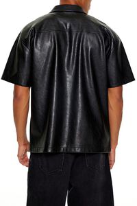 BLACK/GREY Faux Leather Colorblock Shirt, image 5