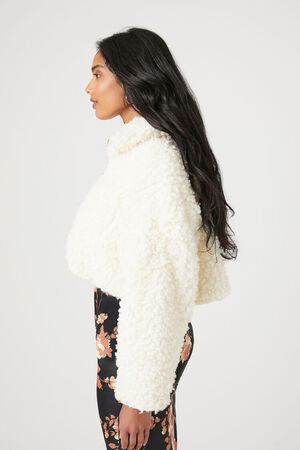 VANILLA Faux Shearling Cropped Moto Jacket, image 2