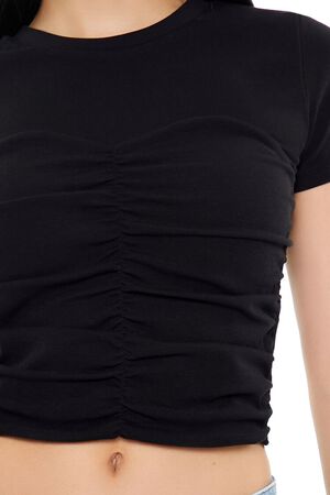 WHITE Ruched Crew Tee, image 3