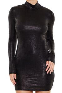 BLACK Mock Neck Mini Dress, image 5