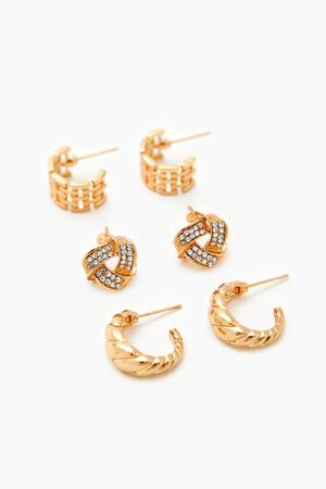 GOLD Twisted Stud & Hoop Earring Set, image 2