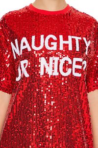 RED/WHITE Sequin Naughty or Nice T-Shirt Dress, image 3