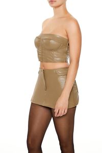 CAPPUCCINO Faux Leather Tube Crop Top, image 4