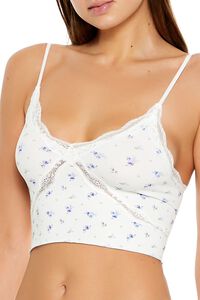 WHITE/MULTI Seamless Floral Longline Bralette, image 3