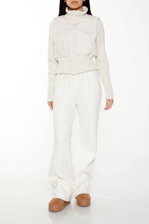 IVORY Ribbed Funnel Neck Jacket, image 2
