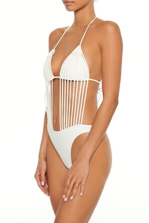 CREAM Macrame Halter Monokini One-Piece Swimsuit, image 2
