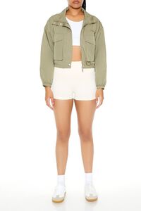 GREEN Cropped Cargo Bomber Jacket, image 4