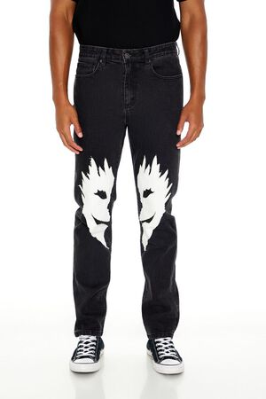 BLACK/MULTI Split Face Slim-Fit Jeans, image 2