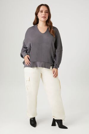 IVORY Plus Size Drawstring-Hem Cargo Pants, image 1