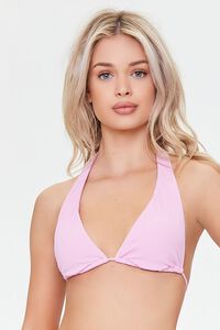 PURPLE Triangle Halter Bikini Top, image 1