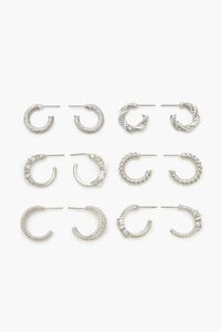 SILVER/CLEAR Twisted Rhinestone Hoop Earring Set, image 1