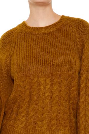 OLIVINE  Peasant-Sleeve Cable Knit Sweater, image 3