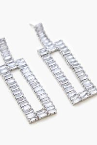 SILVER/CLEAR Faux Gem Geo Drop Earrings, image 3