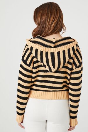 WHITE/MULTI Striped Hooded Half-Zip Sweater, image 3