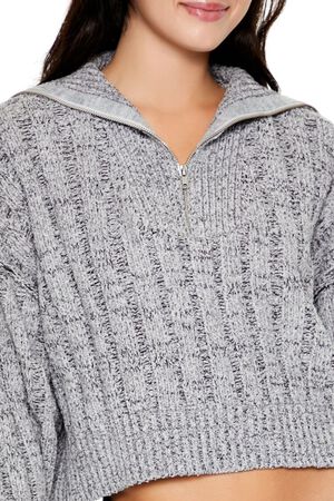 STONE BLUE Ribbed Half-Zip Sweater, image 3