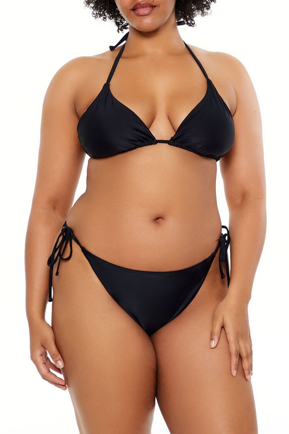 BLACK Plus Size String Bikini Bottoms, image 3