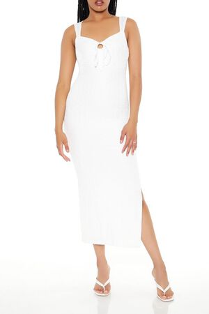WHITE Cutout Bodycon Maxi Dress, image 1