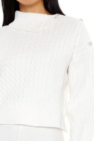 EGRET Faux Pearl Cable Knit Sweater, image 3