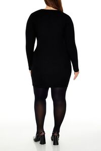 BLACK Plus Size Satin Bow Mini Dress, image 4