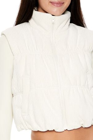 WISTERIA Cropped Funnel Neck Corduroy Vest, image 3