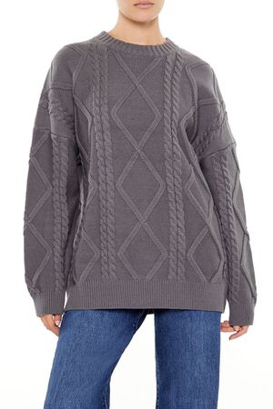 DARK GREY Cable Knit Sweater, image 1