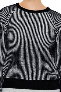 BLACK/WHITE Striped Ribbed Knit Sweater, image 3