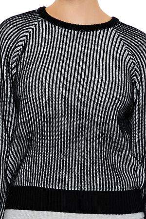 SEASHELL PINK/WHITE Striped Ribbed Knit Sweater, image 3