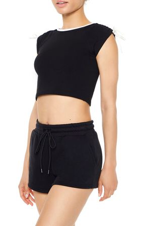BLACK Drawstring Cropped Tee, image 2