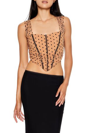 CAMEL Corset Polka Dot Crop Top, image 1