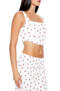 WHITE/MULTI Cherry Print Lingerie Corset Top, image 4