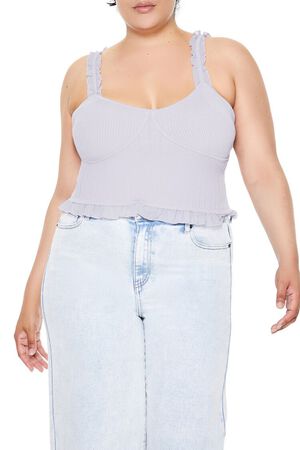 WISTERIA Plus Size Ruffle Sweater-Knit Cami, image 1