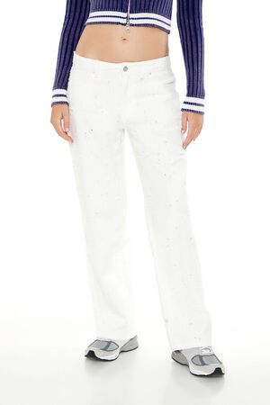 WHITE Twill Mid-Rise Pants, image 2