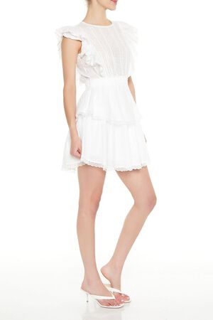 PALE BANANA Clip Dot Lace Ruffled Mini Dress, image 3