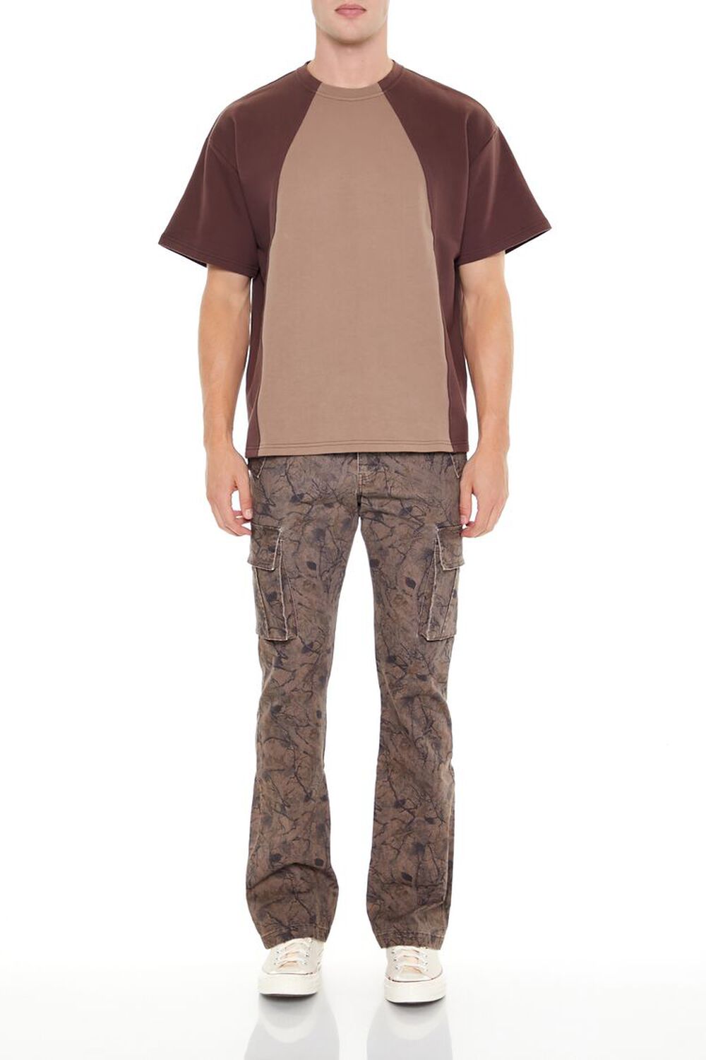 BROWN/MULTI Slim-Fit Leaf Print Cargo Pants, image 1