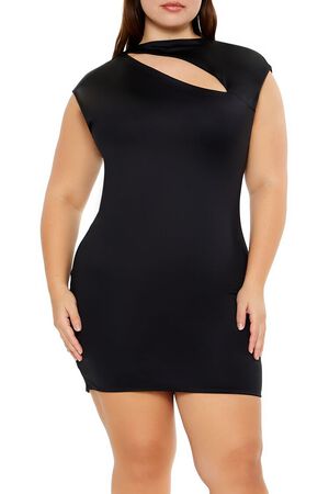 BLACK Plus Size Twist-Front Mini Dress, image 2