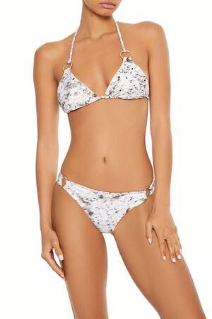 WHITE/MULTI Horse O-Ring Braided Triangle Bikini Top, image 1