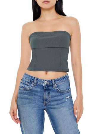 GREY Cropped Tube Top, image 1